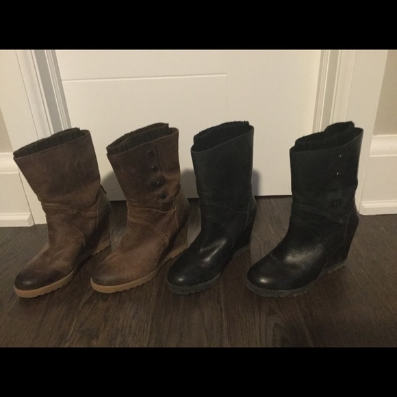 Rudsak Black & Brown Wedge Boots Size 8 - Picture 2 of 4